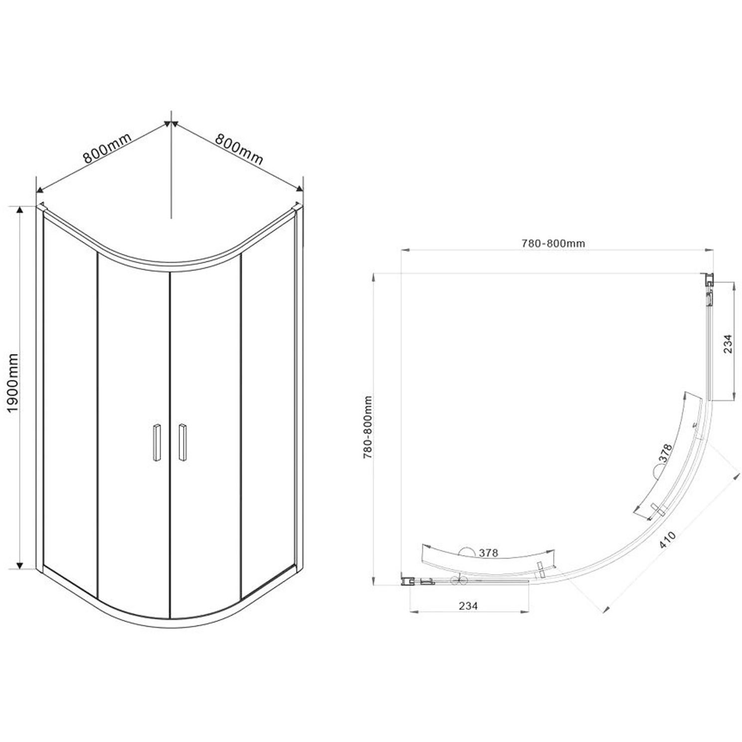 Душевой уголок Vincea (Винчея) Garda VSQ-1G800CL, 800х800 мм (габариты площадки) хром, стекло прозрачное