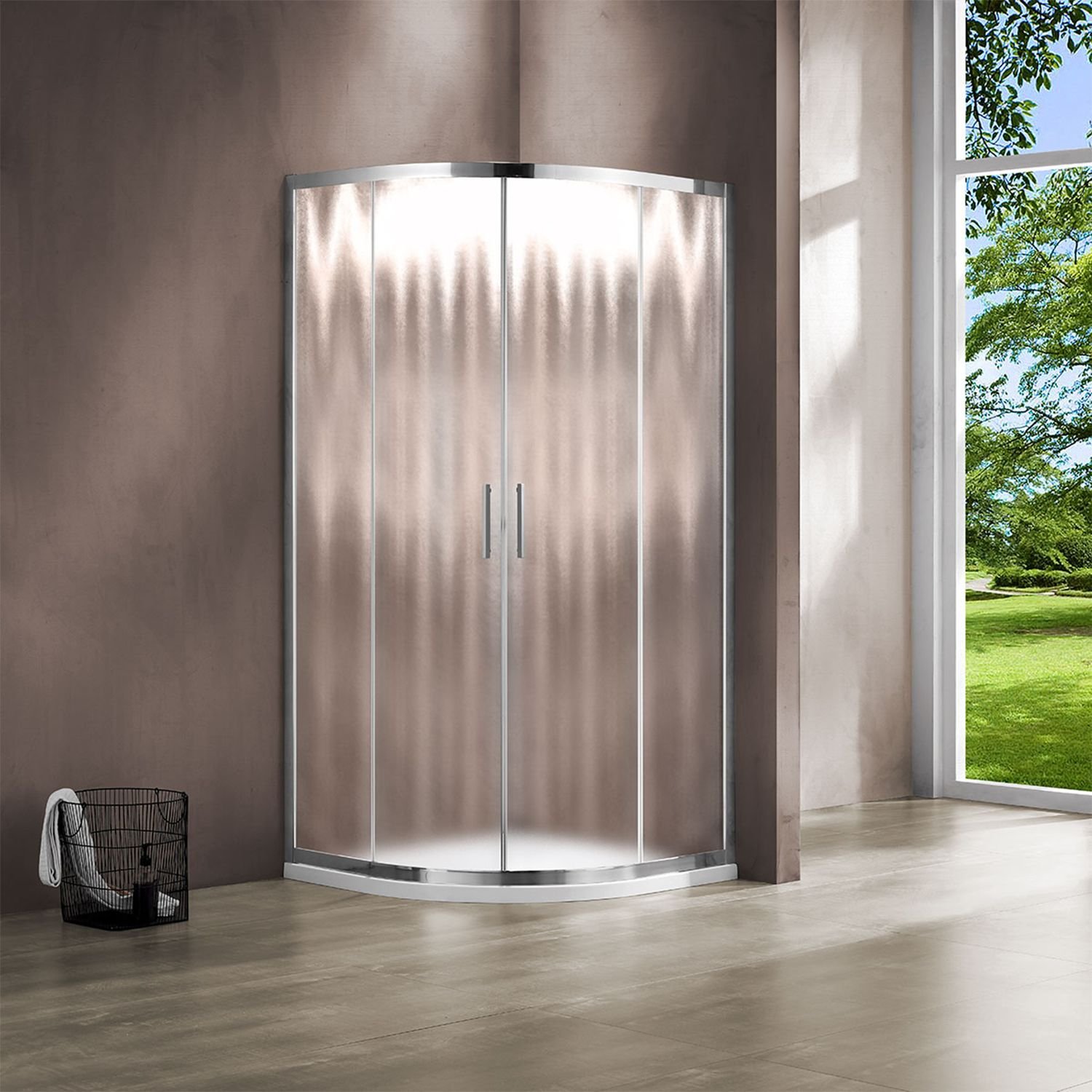 Душевой уголок Vincea (Винчея) Garda VSQ-1G100CH, 1000х1000 мм (габариты площадки) хром, стекло шиншилла