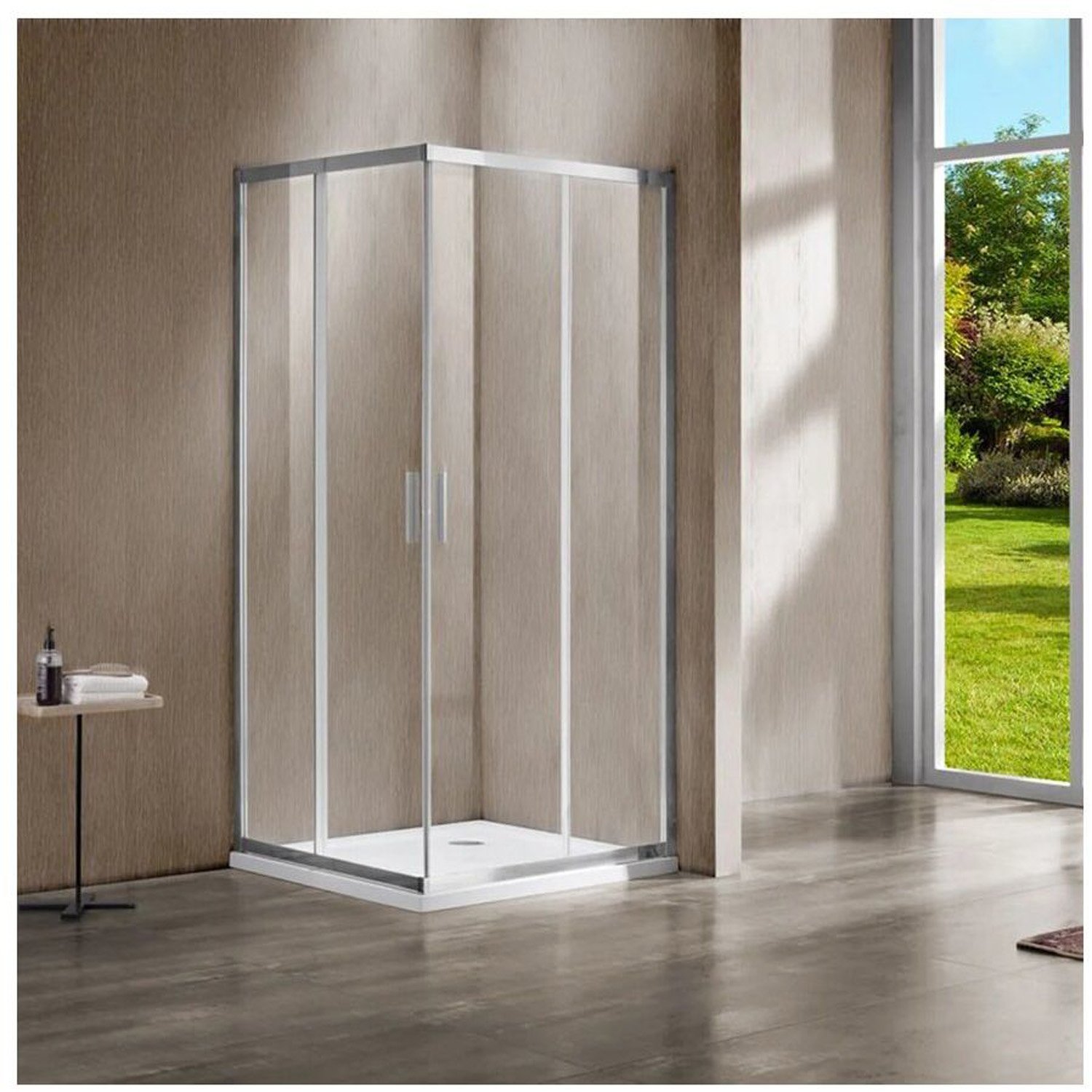 Душевой уголок Vincea (Винчея) Garda VSS-1G800CL, 800х800 мм (габариты площадки) хром, стекло прозрачное