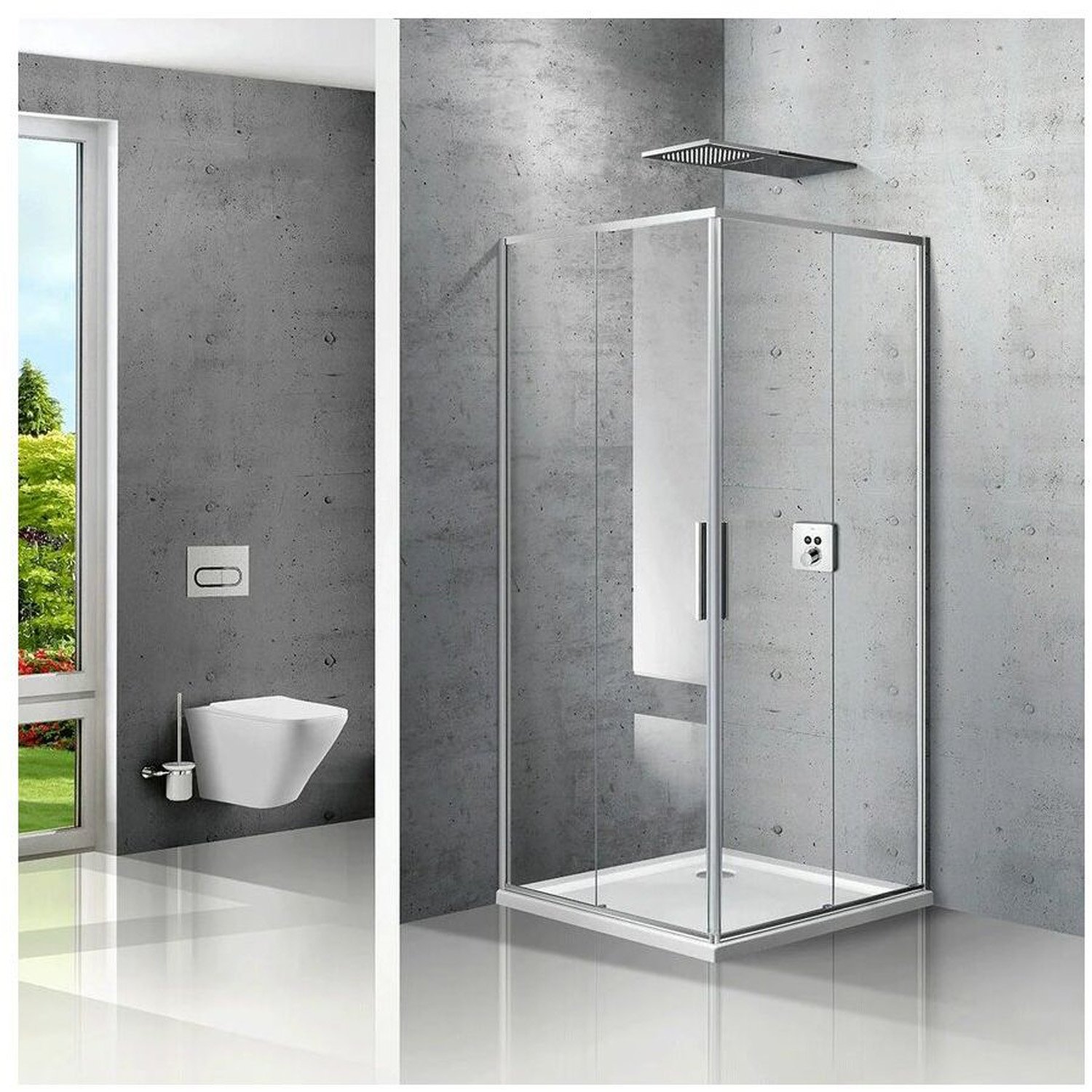 Душевой уголок Vincea (Винчея) Slim VSS-2SL900CL, 900х900 мм (габариты площадки) хром, стекло прозрачное