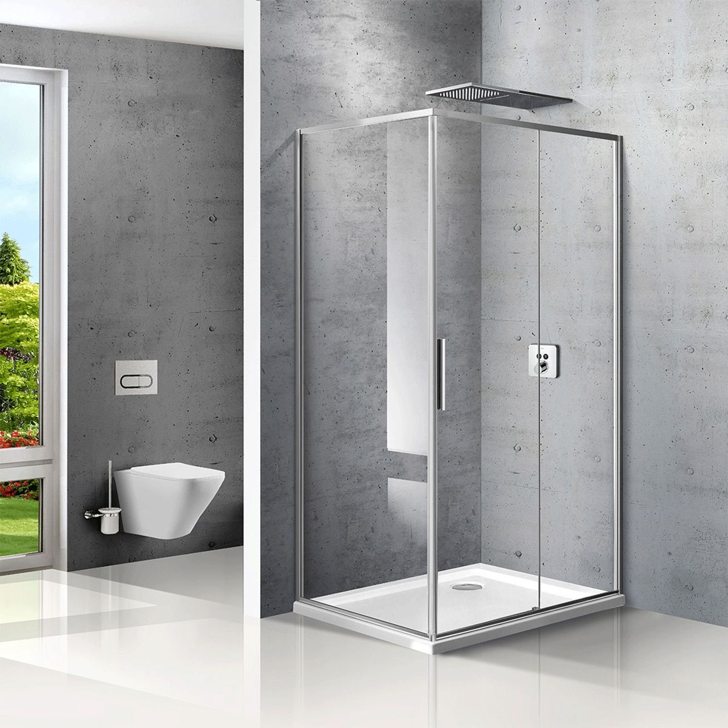 Душевой уголок Vincea (Винчея) Slim VSR-2SL9012CL-R, 1200х900 мм (габариты площадки) хром, стекло прозрачное, правый