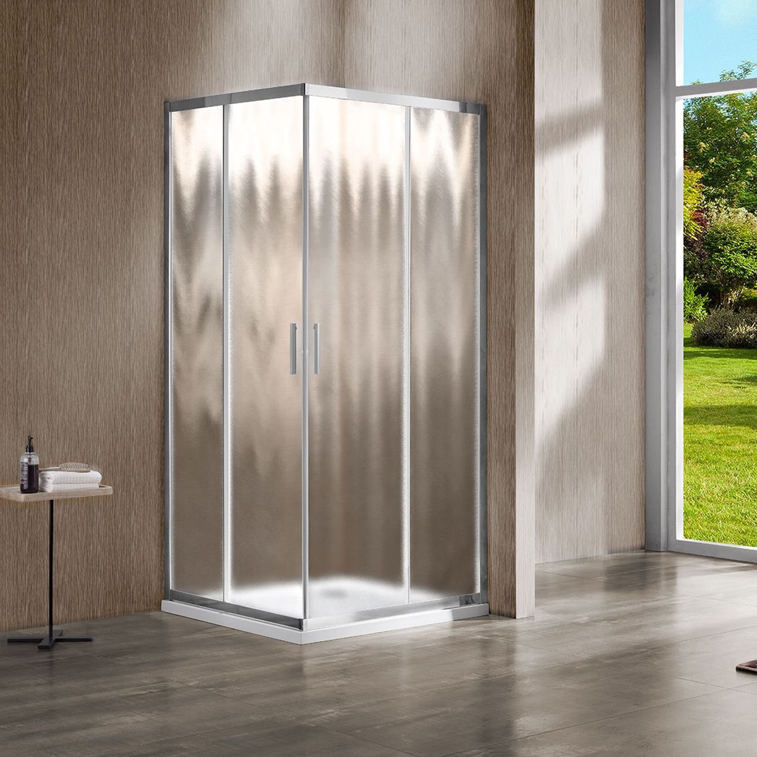 Душевой уголок Vincea (Винчея) Garda VSS-1G8010CH, 1000х800 мм (габариты площадки) хром, стекло шиншилла