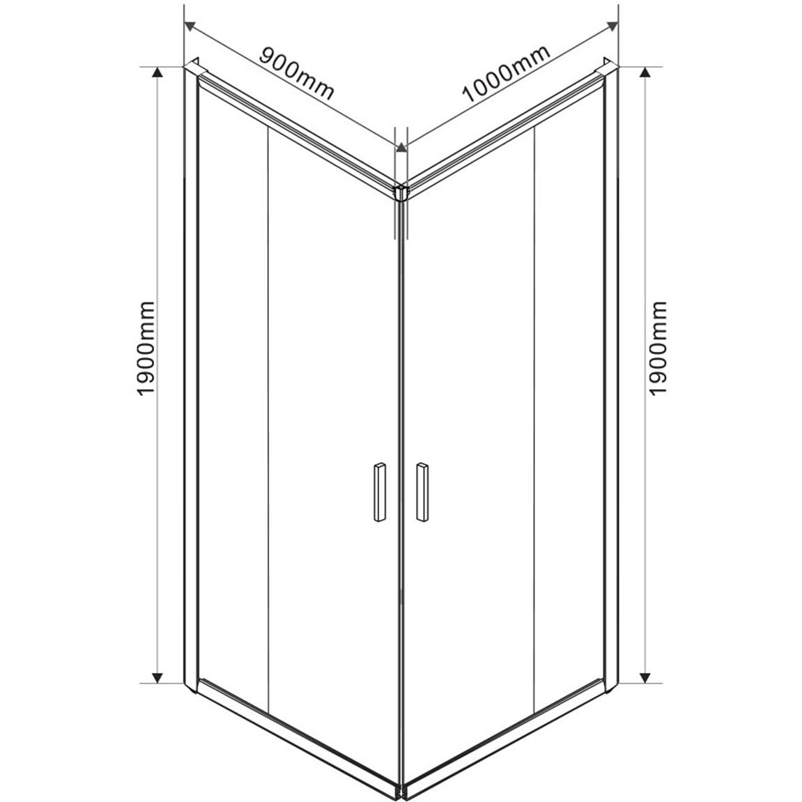 Душевой уголок Vincea (Винчея) Garda VSS-1G9010CL, 1000х900 мм (габариты площадки) хром, стекло прозрачное