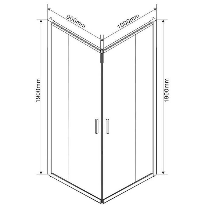 Душевой уголок Vincea (Винчея) Garda VSS-1G9010CLB, 1000х900 мм (габариты площадки) черный, стекло прозрачное