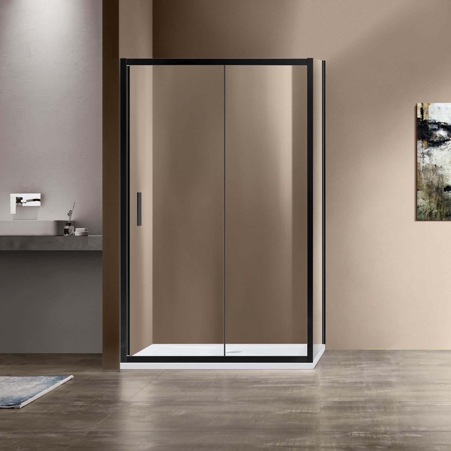 Душевой уголок Vincea (Винчея) Garda VSR-1G8012CLB, 1200х800 мм (габариты площадки) черный, стекло прозрачное