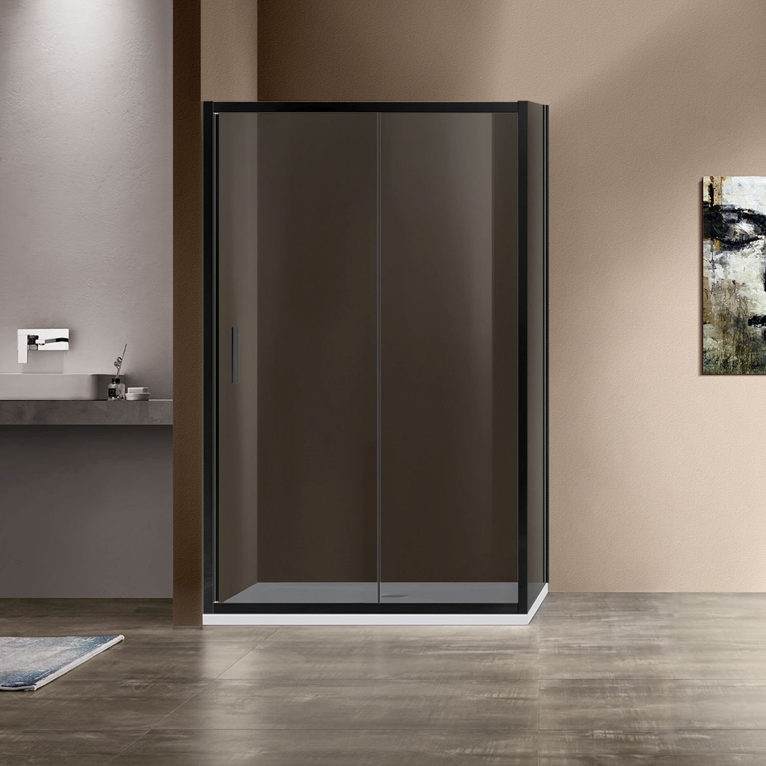 Душевой уголок Vincea (Винчея) Garda VSR-1G9012CGB, 1200х900 мм (габариты площадки) черный, стекло тонированное