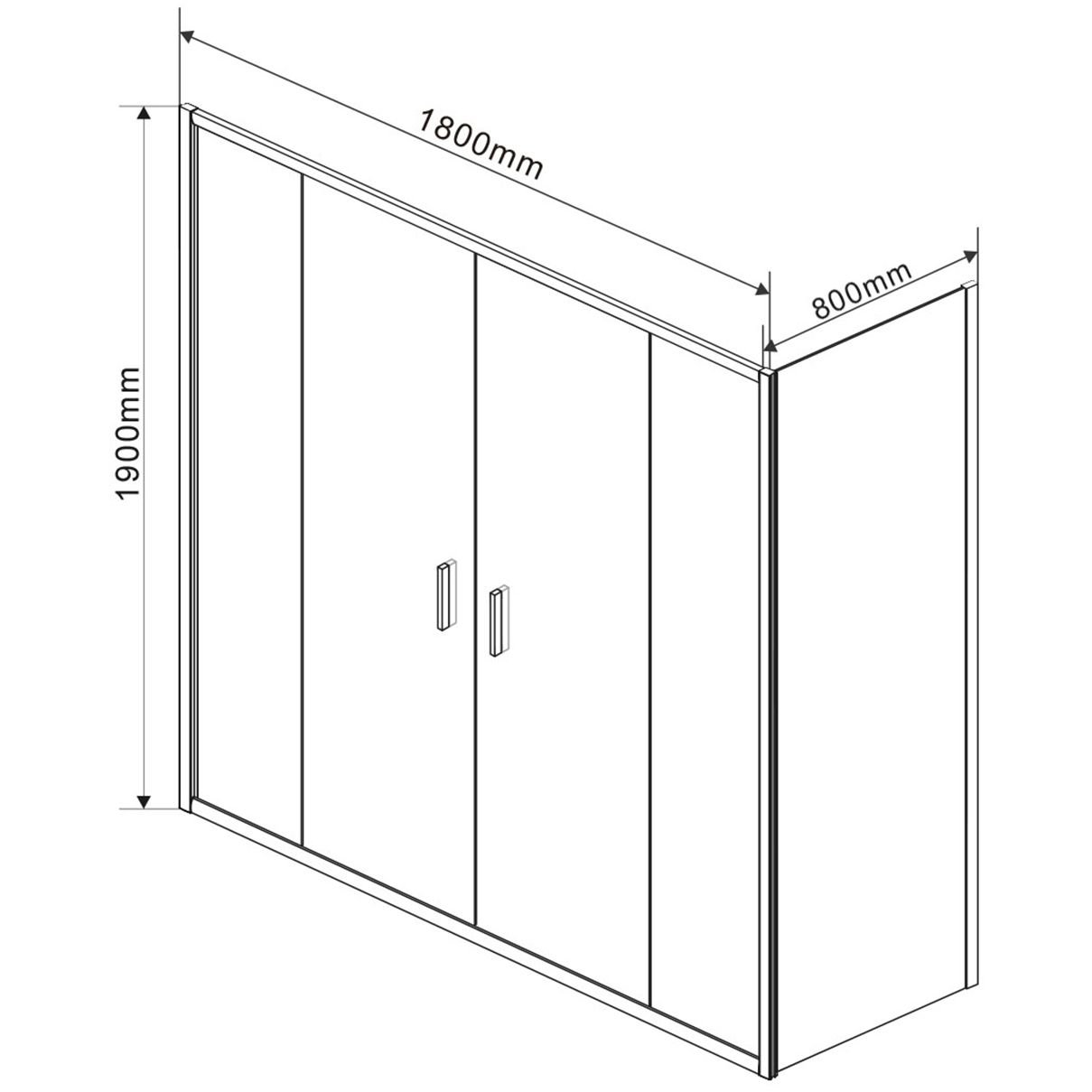Душевой уголок Vincea (Винчея) Garda VSR-1G28018CL, 1800х800 мм (габариты площадки) хром, стекло прозрачное
