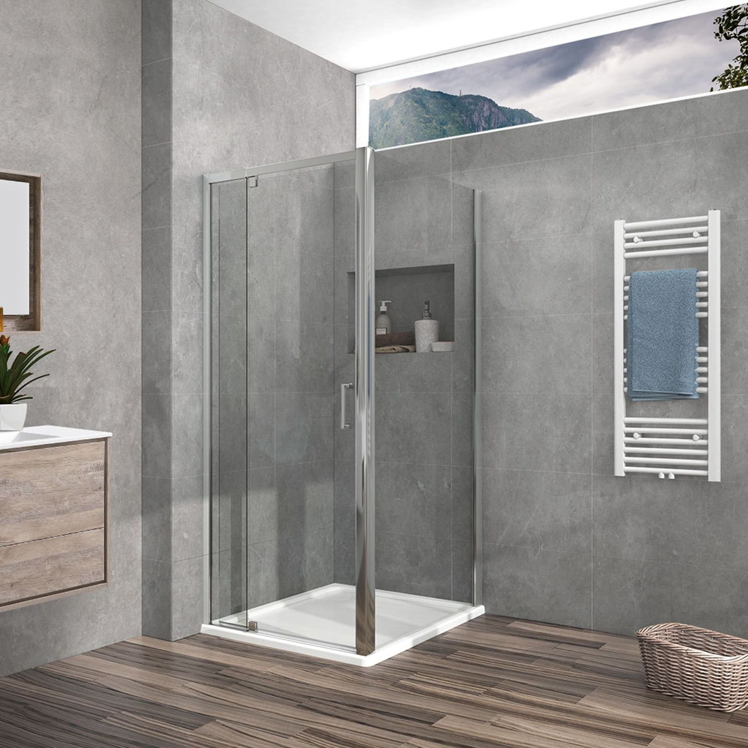 Душевой уголок Vincea (Винчея) Intra VSR-1I901090CL, 900/1000х900 мм (габариты площадки) хром, стекло прозрачное