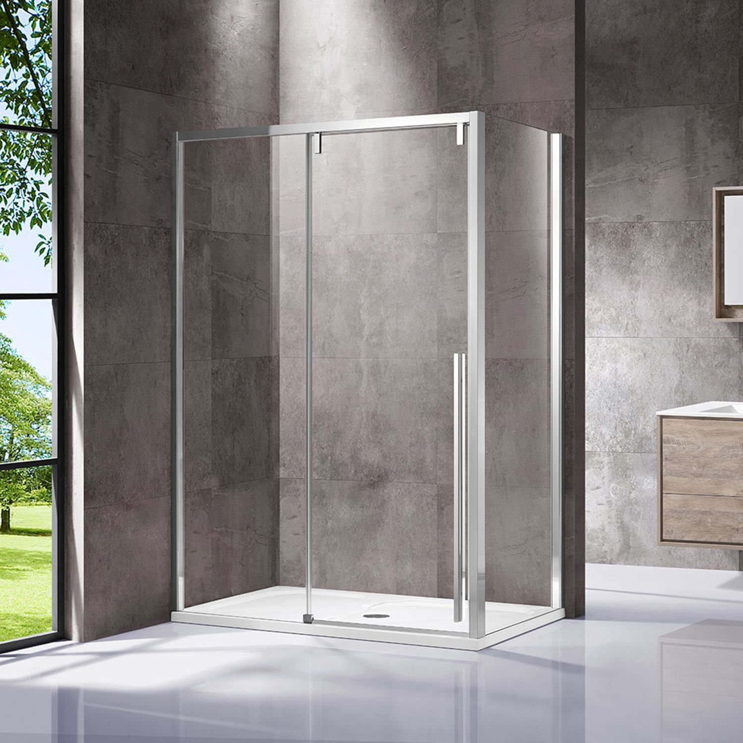 Душевой уголок Vincea (Винчея) Lugano VSR-1L9012CL-1, 1200х900 мм (габариты площадки) хром, стекло прозрачное