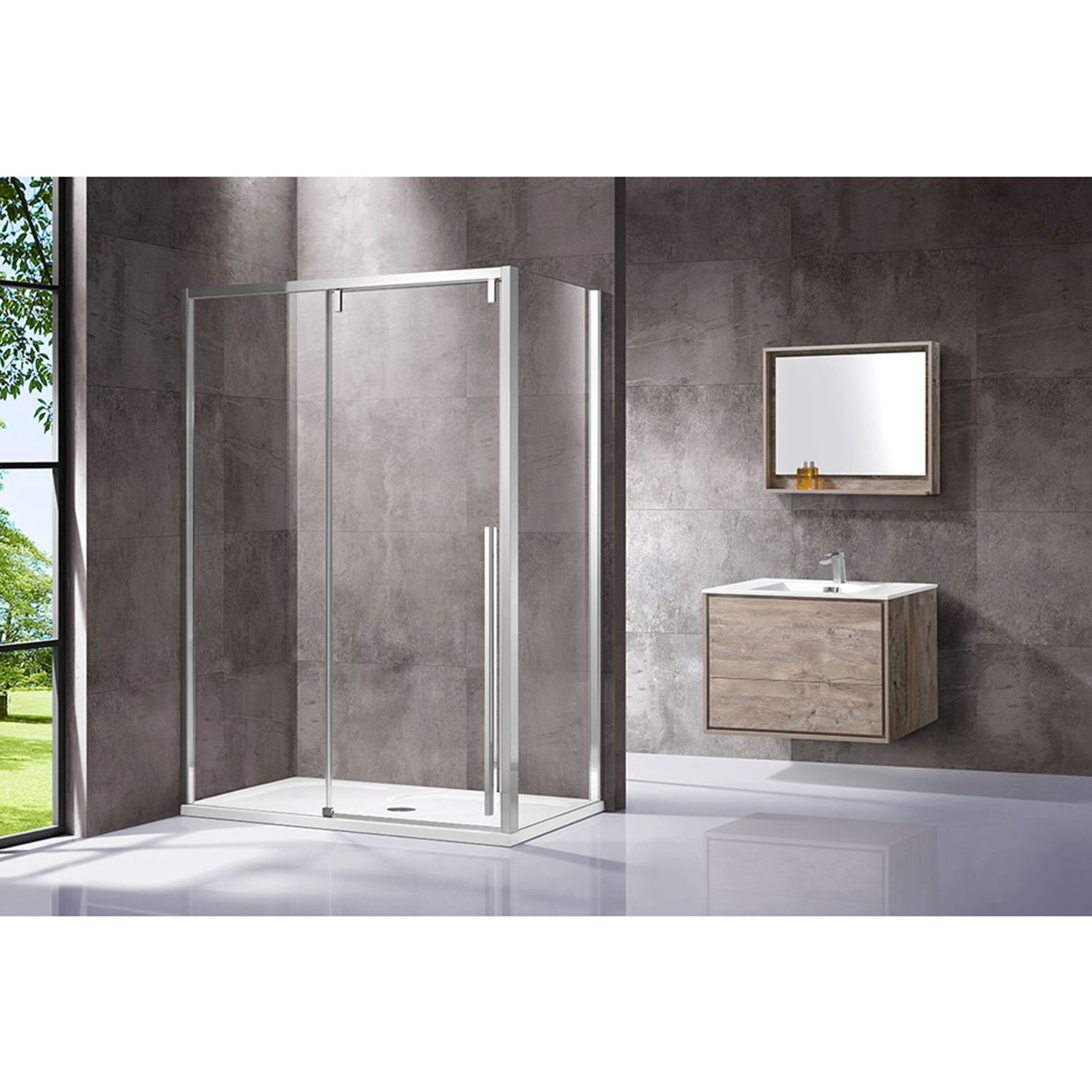 Душевой уголок Vincea (Винчея) Lugano VSR-1L1013CL-1, 1300х1000 мм (габариты площадки) хром, стекло прозрачное