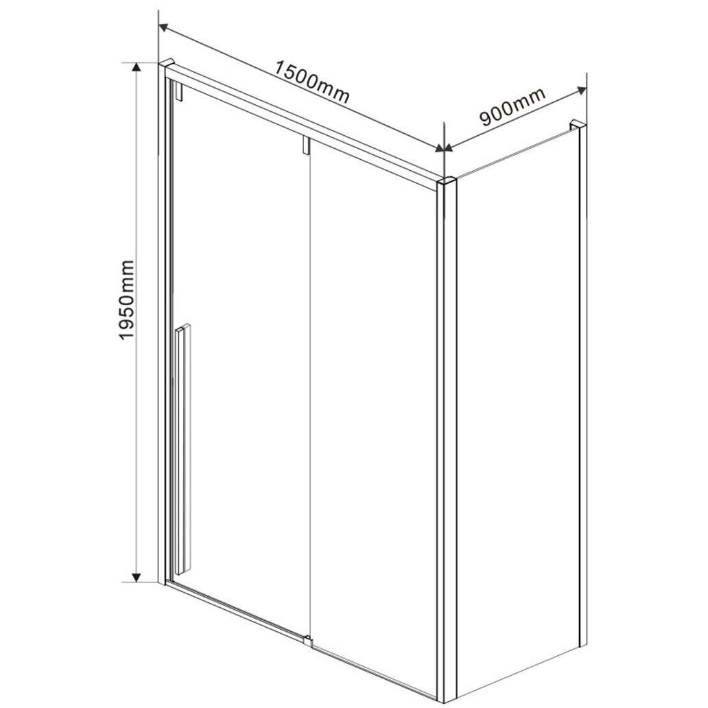 Душевой уголок Vincea (Винчея) Lugano VSR-1L9015CL-1, 1500х900 мм (габариты площадки) хром, стекло прозрачное