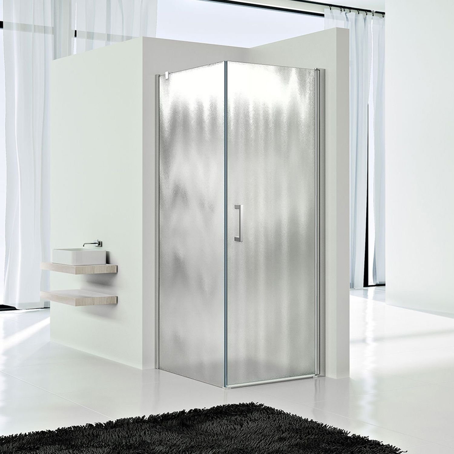 Душевой уголок Vincea (Винчея) Orta VSR-1O9090CH-L, 900х900 мм (габариты площадки) хром, стекло шиншилла, левый