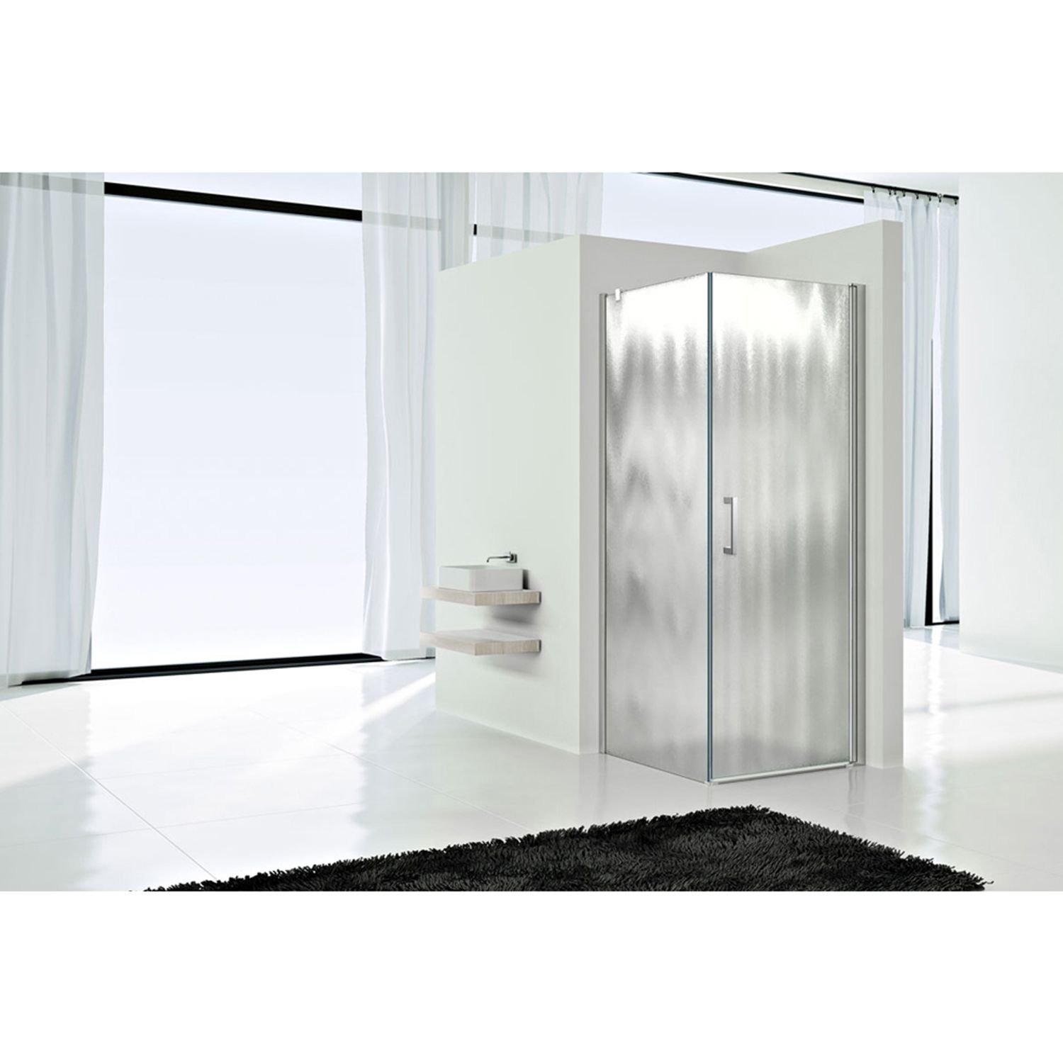 Душевой уголок Vincea (Винчея) Orta VSR-1O9090CH-L, 900х900 мм (габариты площадки) хром, стекло шиншилла, левый