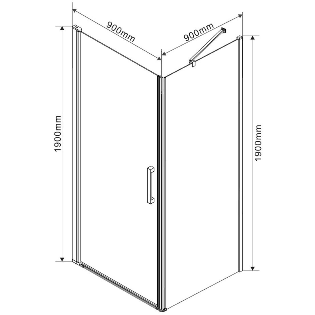 Душевой уголок Vincea (Винчея) Orta VSR-1O9090CH-R, 900х900 мм (габариты площадки) хром, стекло шиншилла, правый