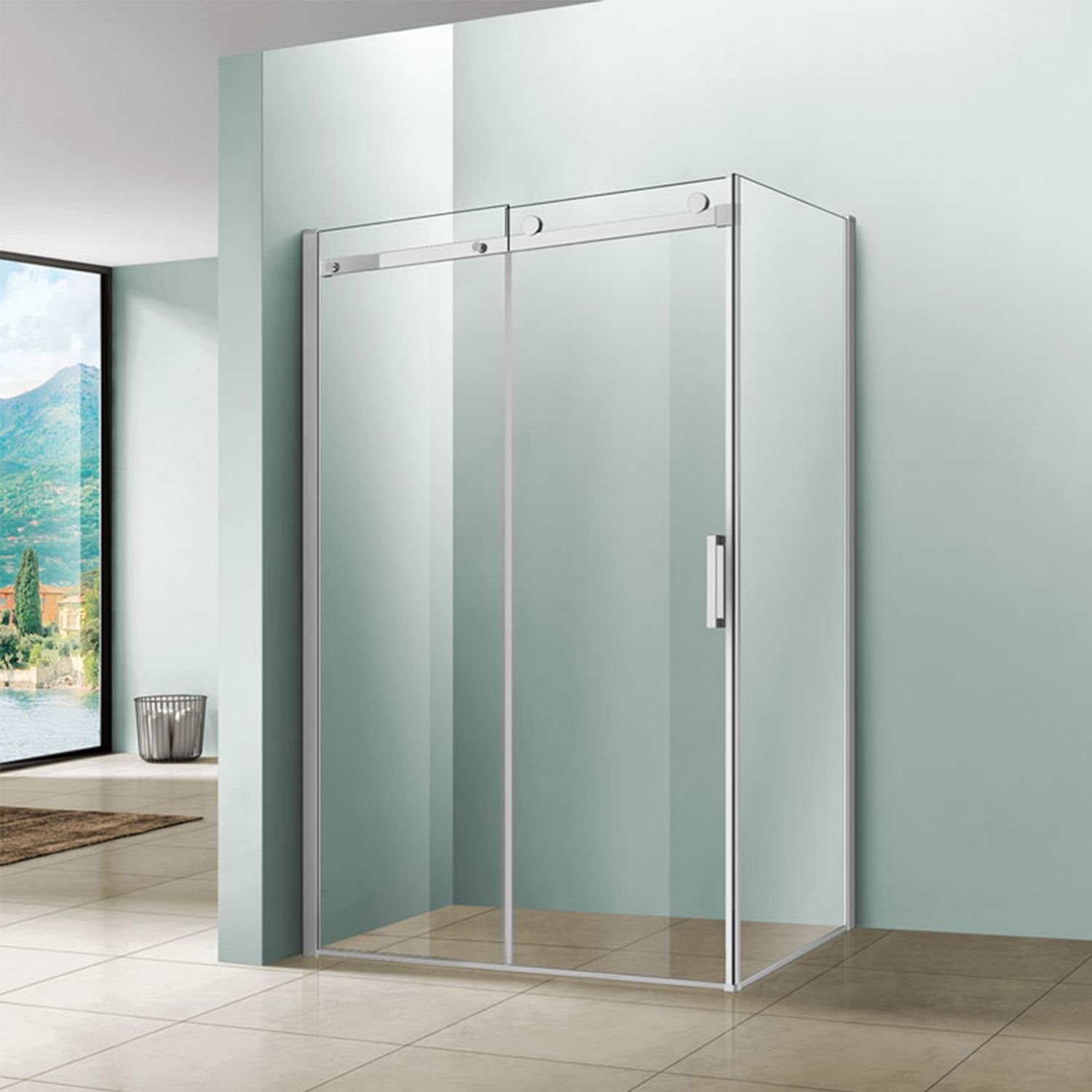 Душевой уголок Vincea (Винчея) Como VSR-1C8014CL, 1400х800 мм (габариты площадки) хром, стекло прозрачное