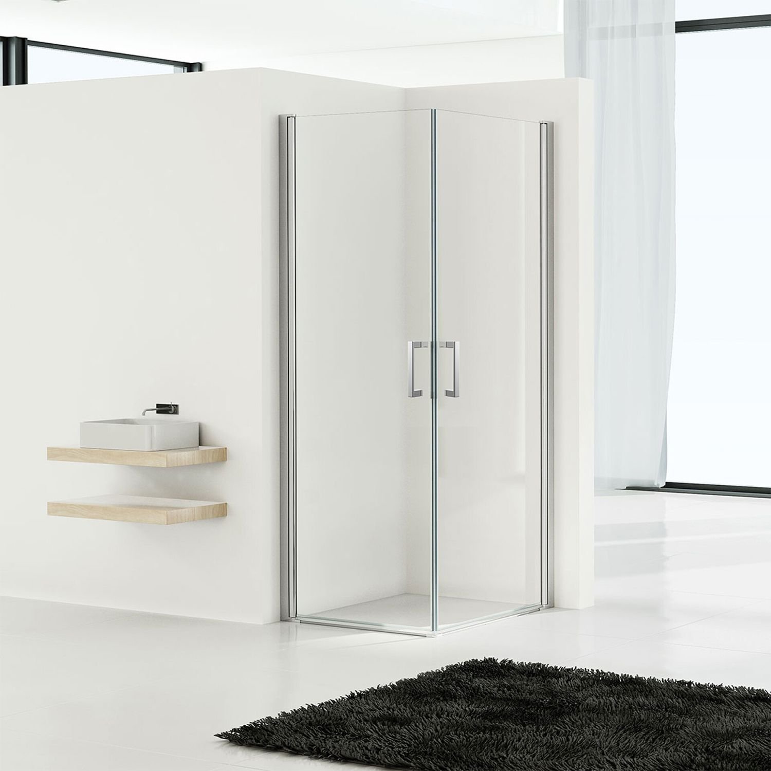 Душевой уголок Vincea (Винчея) Orta VSS-1O9090CL, 900х900 мм (габариты площадки) хром, стекло прозрачное