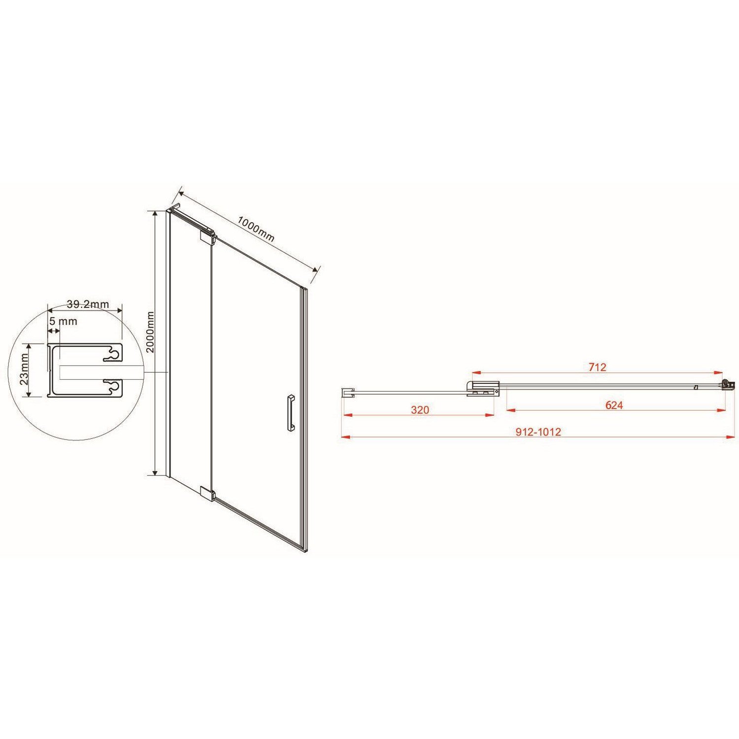 Душевая дверь Vincea (Винчея) Extra VDP-1E9010CGB 900/100х200 черный стекло тонированное