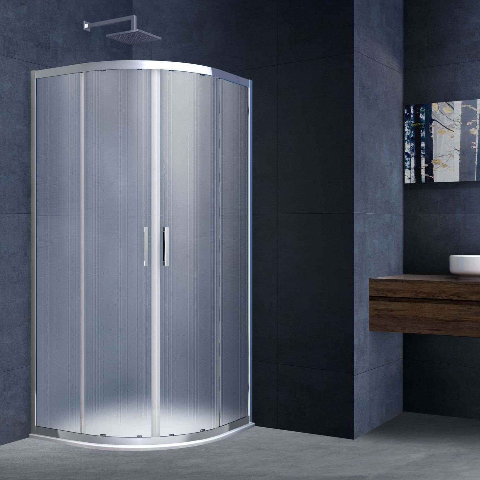 Душевой уголок Vincea (Винчея) Alhpa 900х900 мм (габариты площадки) хром стекло текстурное VSQ-3AL900MT