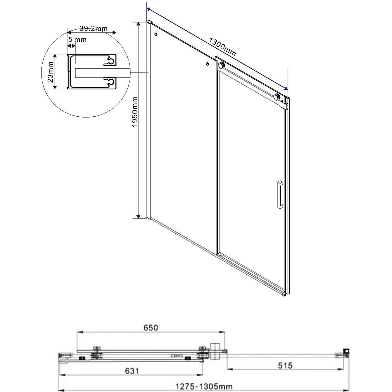Душевая дверь Vincea (Винчея) Como VPS-1C130CLB, 1300, черный матовый, стекло прозрачное