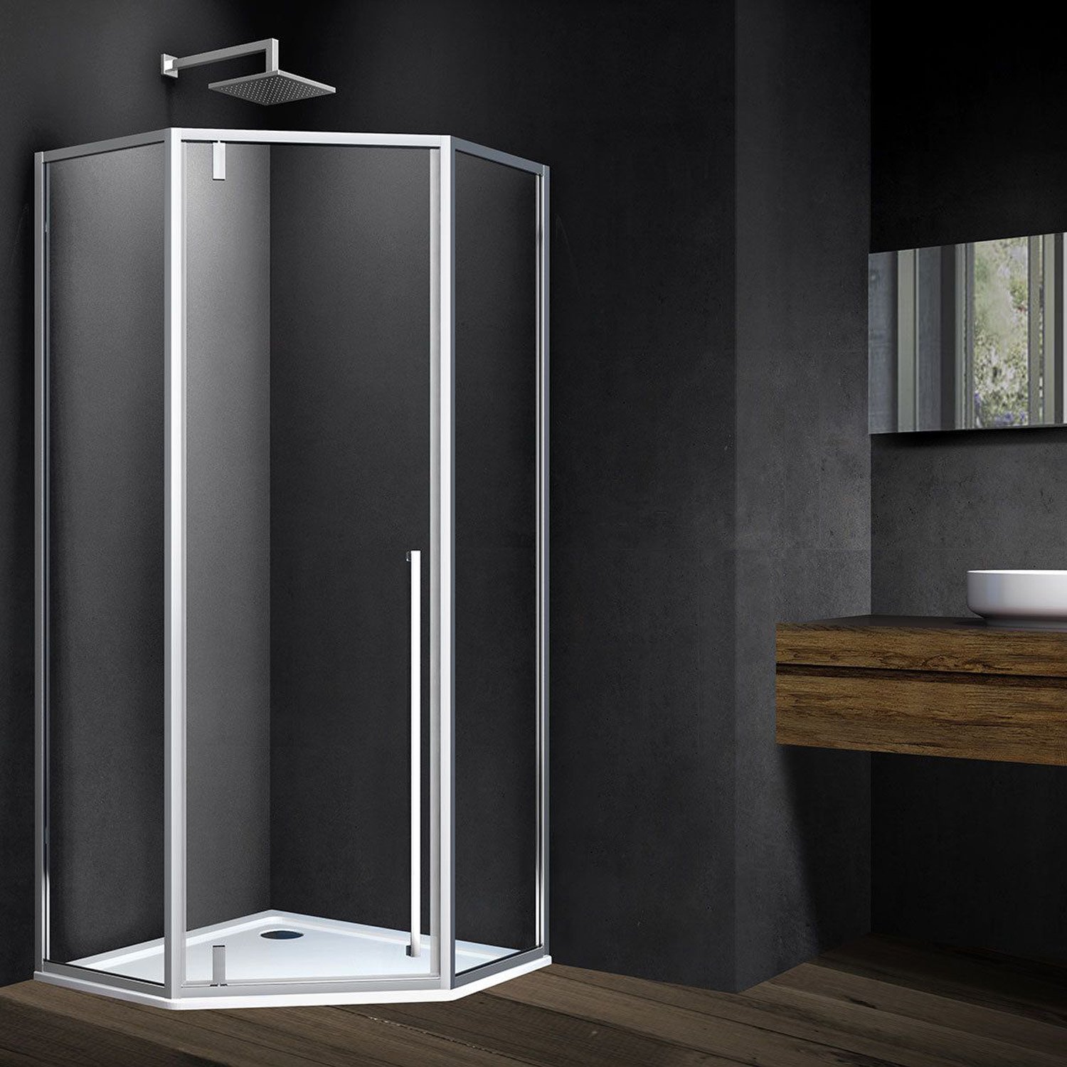 Душевой уголок Vincea (Винчея) Penta 1000х1000 мм (габариты площадки) хром стекло прозрачное VSP-3P100CL