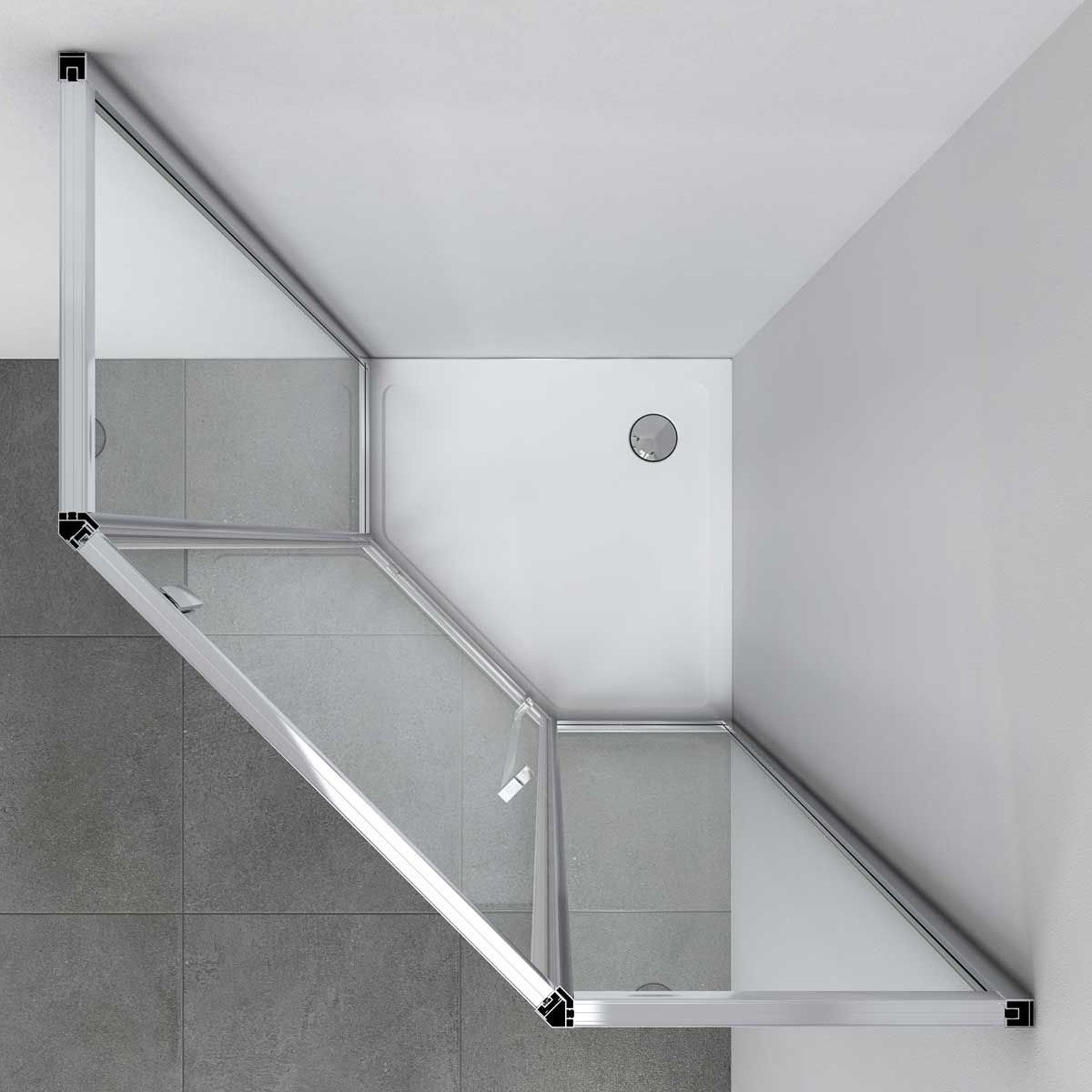 Душевой уголок Vincea (Винчея) Penta 1000х1000 мм (габариты площадки) хром стекло прозрачное VSP-3P100CL