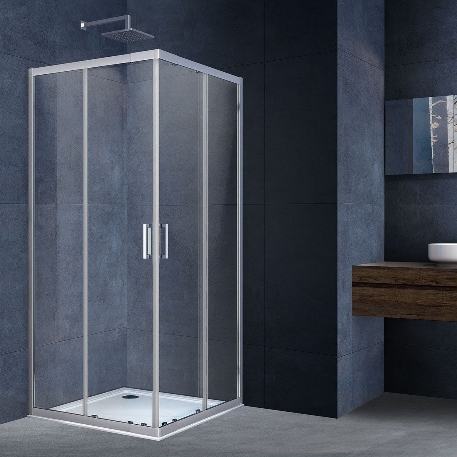 Душевой уголок Vincea (Винчея) Rapid 900/1000х900/1000 мм (габариты площадки) хром стекло прозрачное VSS-3R90/10CL