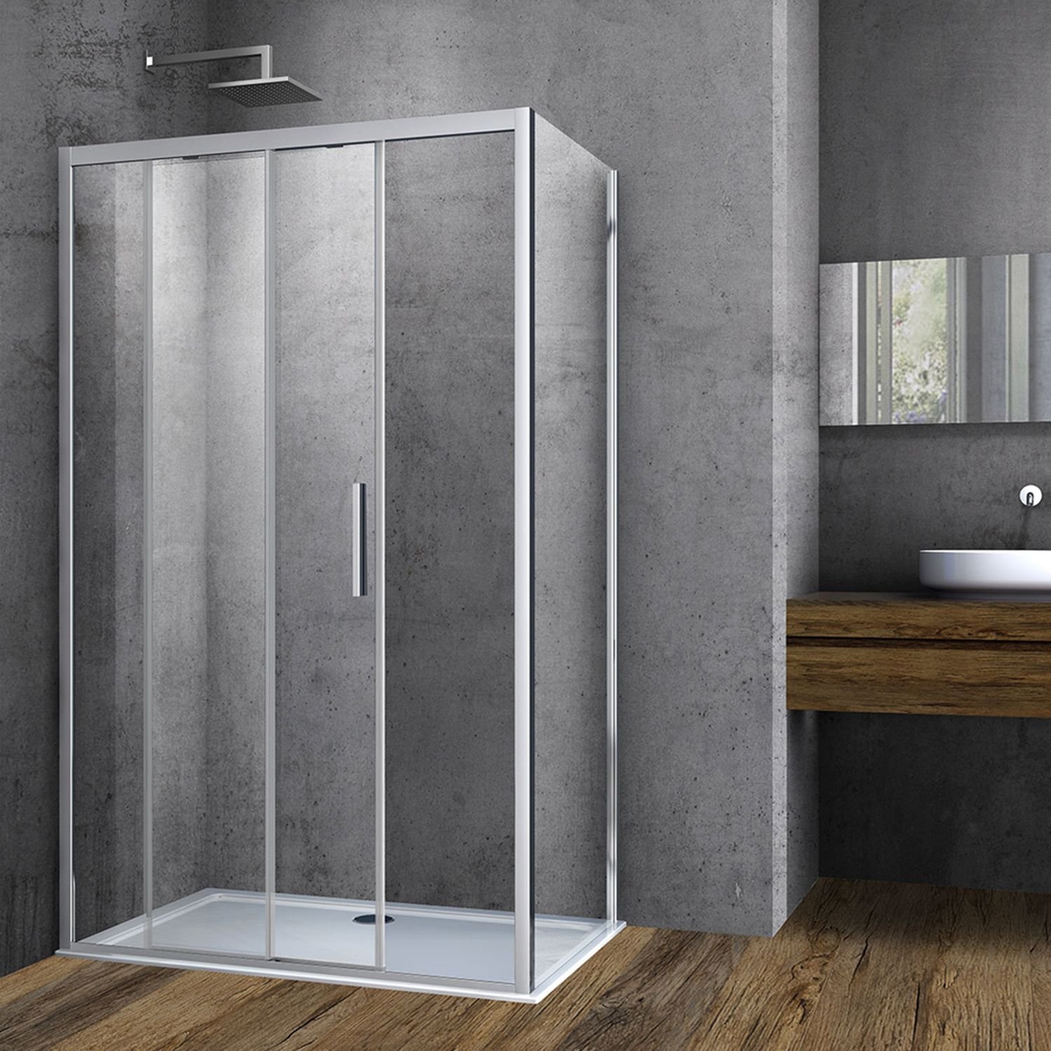 Душевой уголок Vincea (Винчея) Soft 1500х900 мм (габариты площадки) хром стекло прозрачное VSR-3SO9015CL