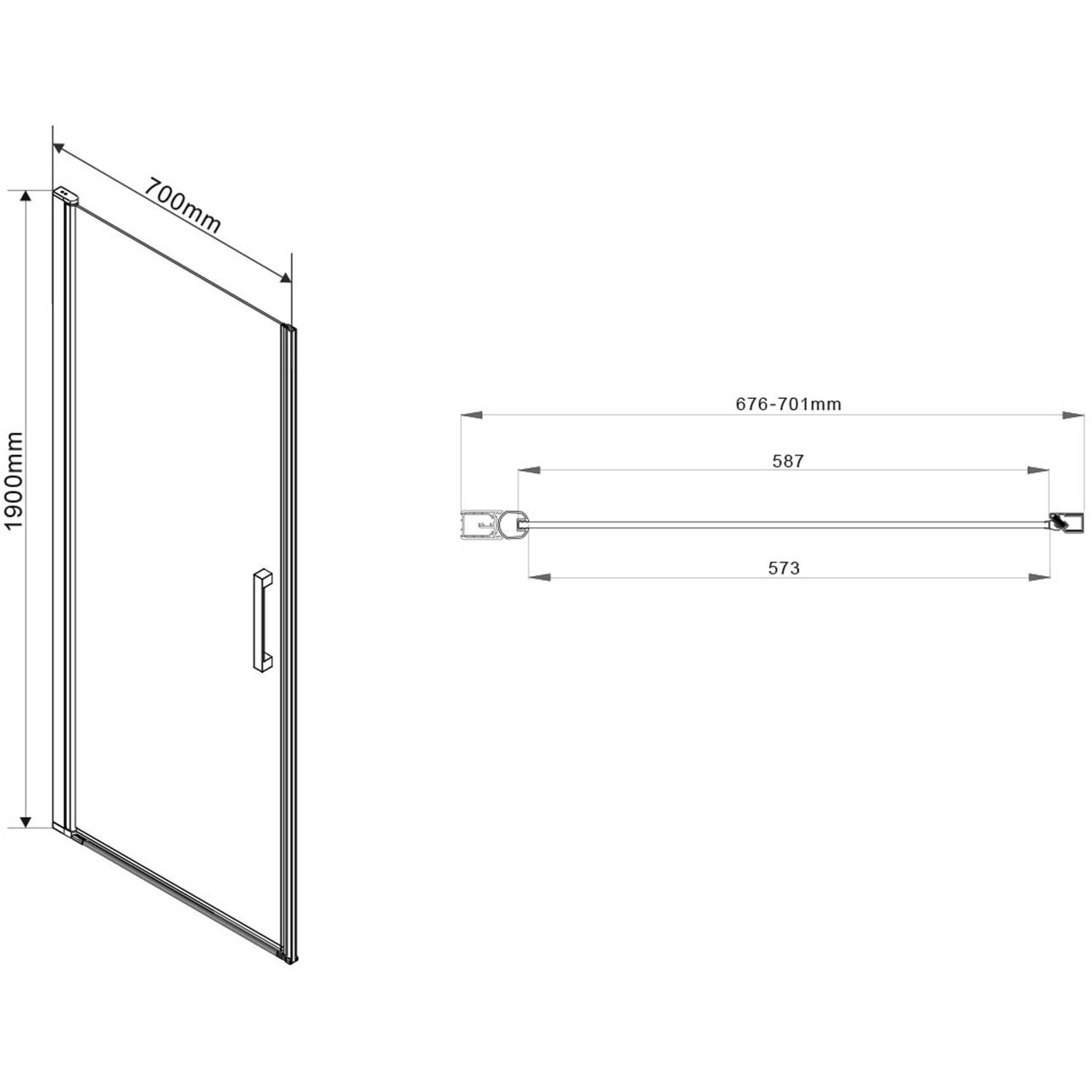 Душевая дверь Vincea (Винчея) Orta VPP-1O700CH-L, 700, хром, стекло шиншилла, левая