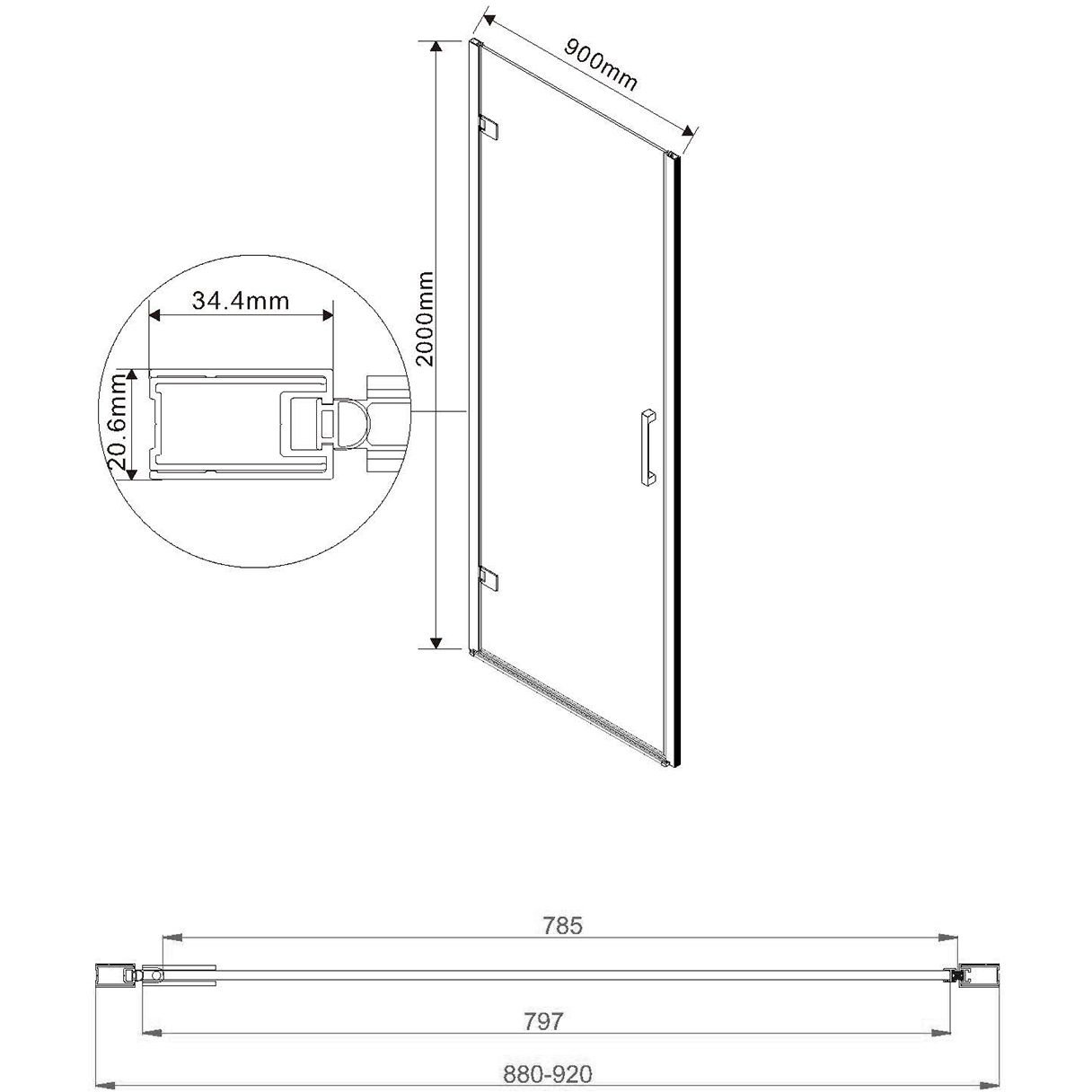Душевая дверь Vincea (Винчея) Flex VDP-1F900CLB, 900, черный, стекло прозрачное