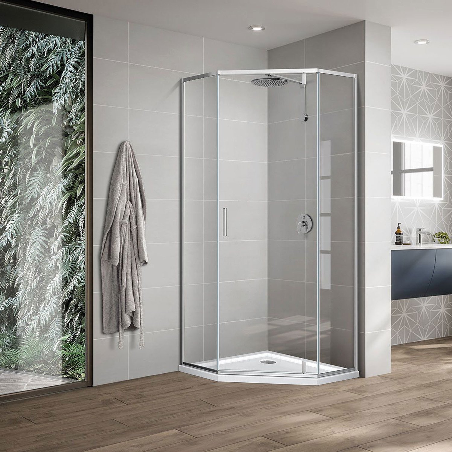 Душевой уголок Vincea (Винчея) Slim-U 900х900 мм (габариты площадки) стекло прозрачное VSP-2SU900CL