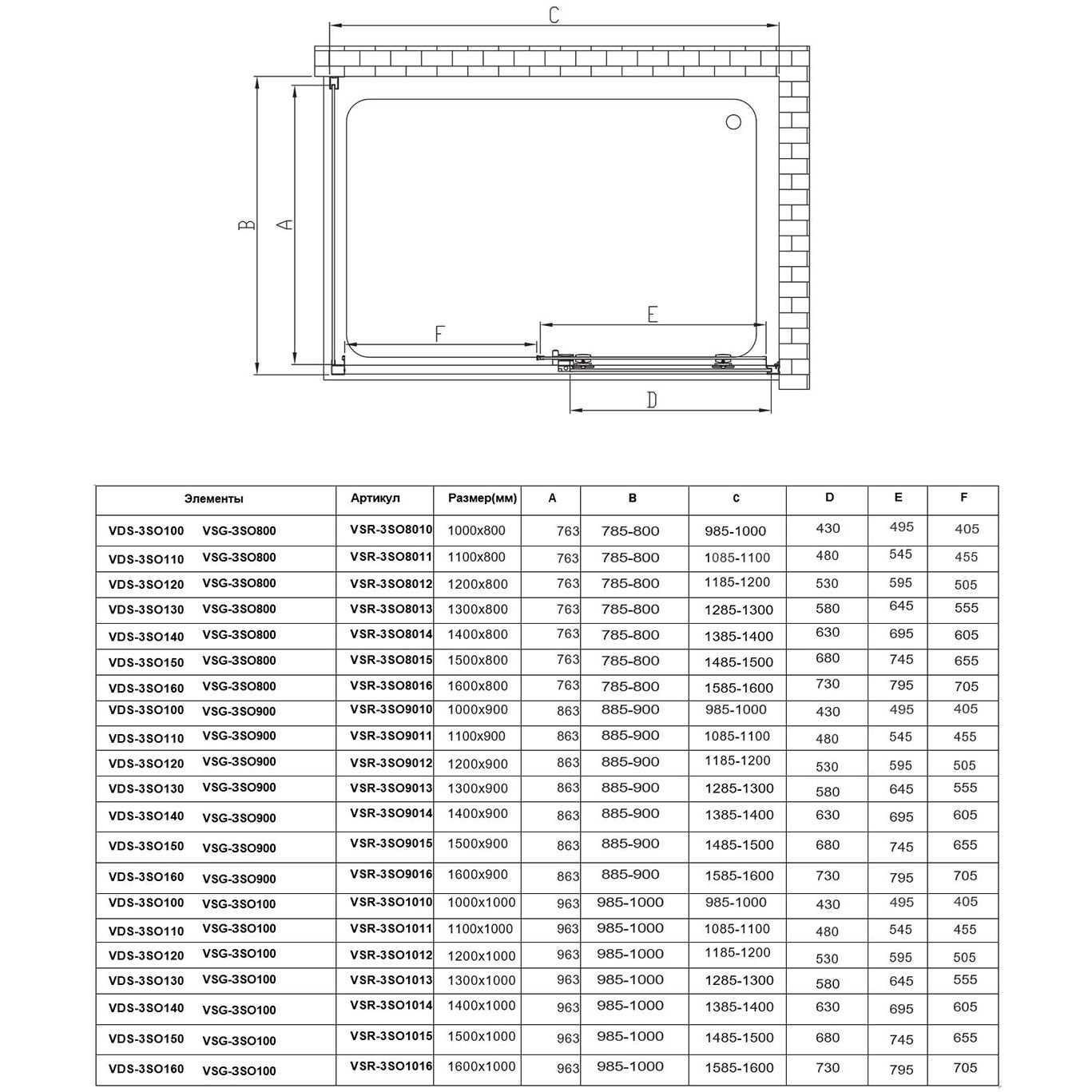 Душевой уголок Vincea (Винчея) Soft VSR-3SO9016CL 900х1600 мм (габариты площадки) хром, стекло прозрачное