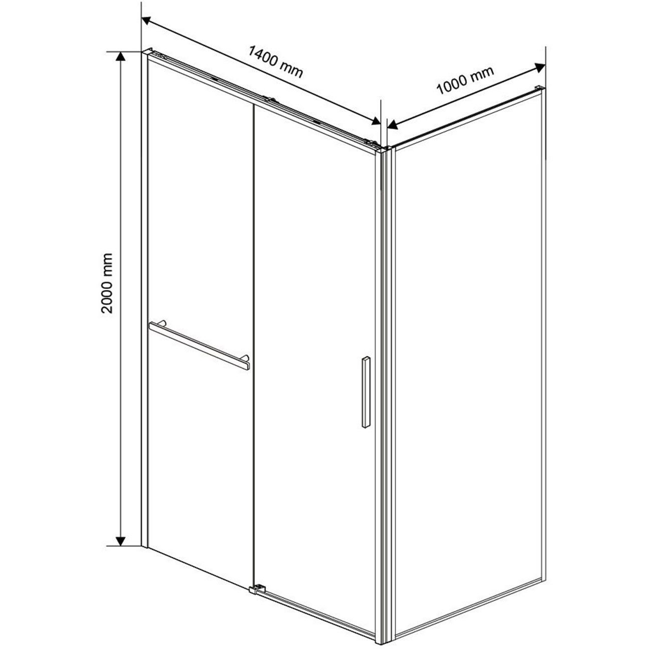 Душевой уголок Vincea (Винчея) Slim Soft VSR-1SS1014CLB, 1400х1000 мм (габариты площадки) черный, стекло прозрачное