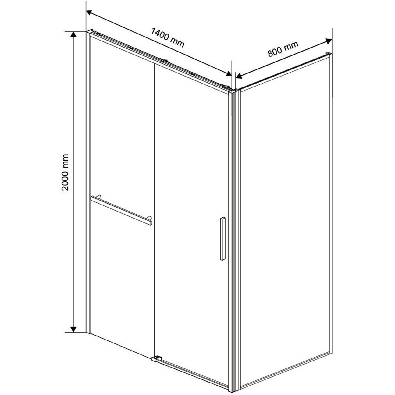 Душевой уголок Vincea (Винчея) Slim Soft VSR-1SS8014CLB, 1400х800 мм (габариты площадки) черный, стекло прозрачное