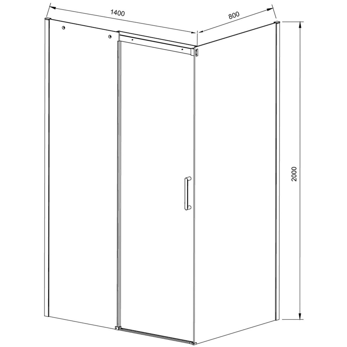 Душевой уголок Vincea (Винчея) Dice VSR-4D8014CLB, 1400х800 мм (габариты площадки) черный, стекло прозрачное