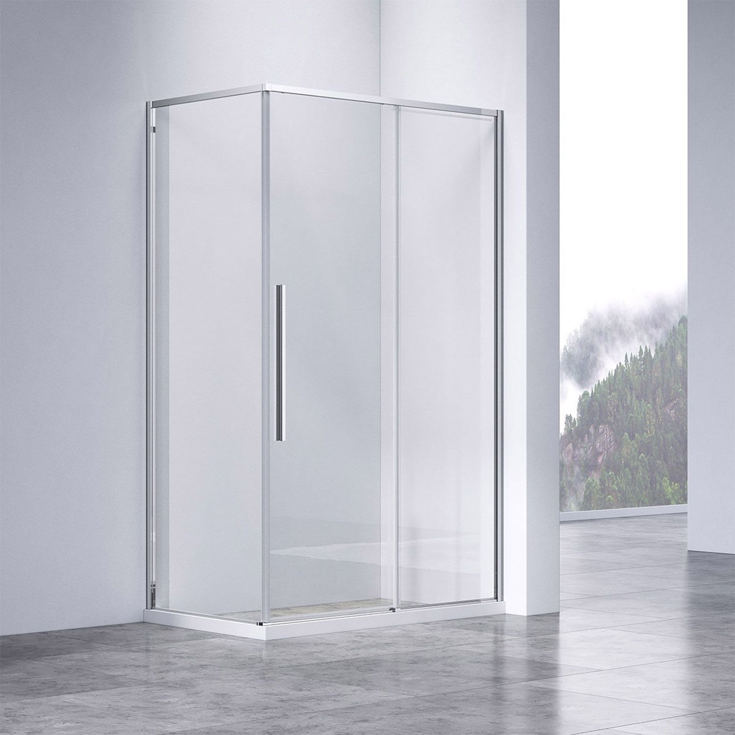 Душевой уголок Vincea (Винчея) Slim-N VSR-4SN8011CL, 1100х800 мм (габариты площадки) хром, стекло прозрачное