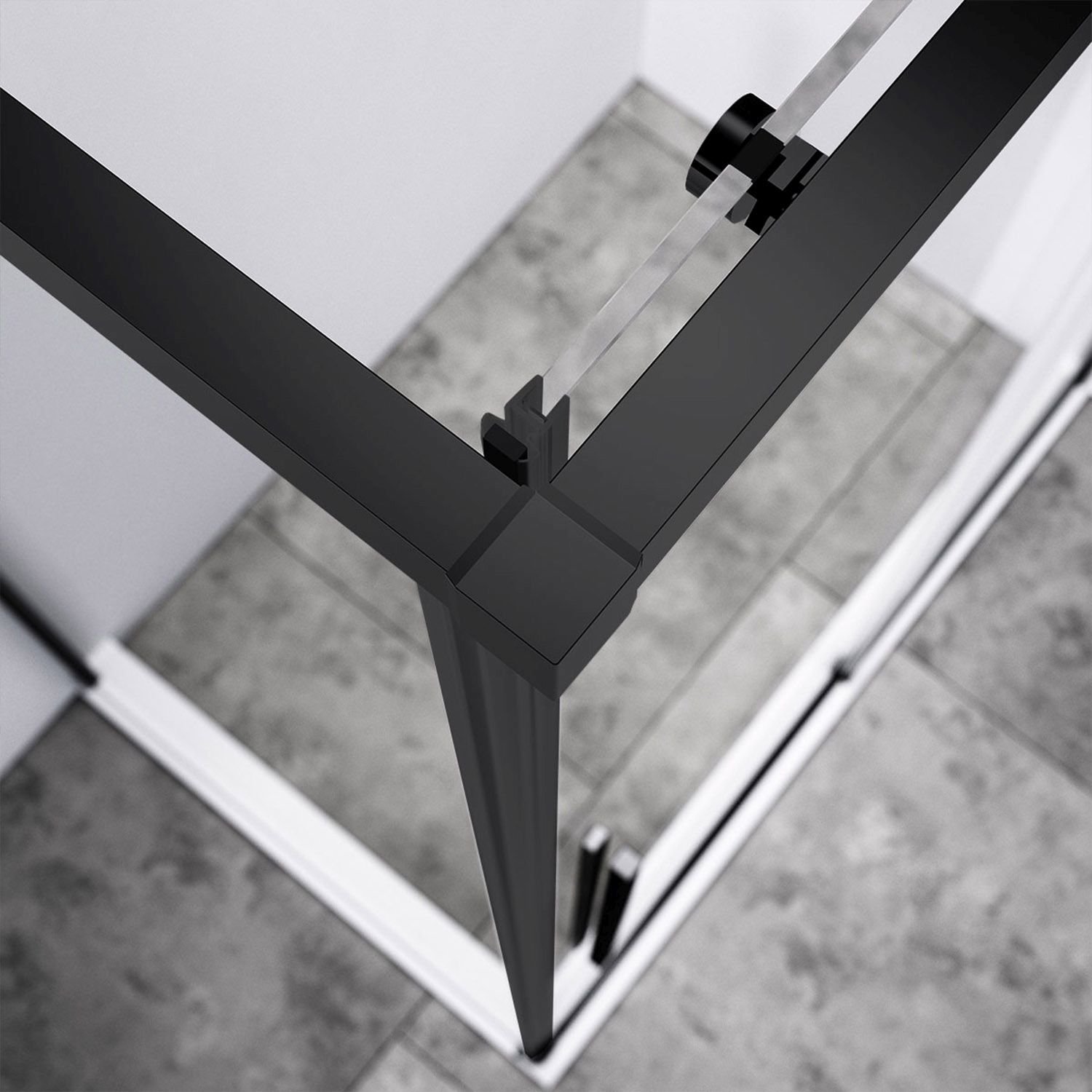 Душевой уголок Vincea (Винчея) Slim-N VSR-4SN9014CLB, 1400х900 мм (габариты площадки) черный, стекло прозрачное