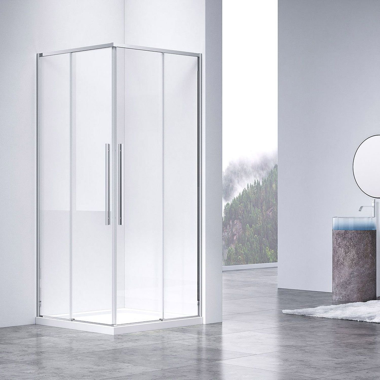 Душевой уголок Vincea (Винчея) Slim-N VSS-4SN9010CL, 1000х900 мм (габариты площадки) хром, стекло прозрачное