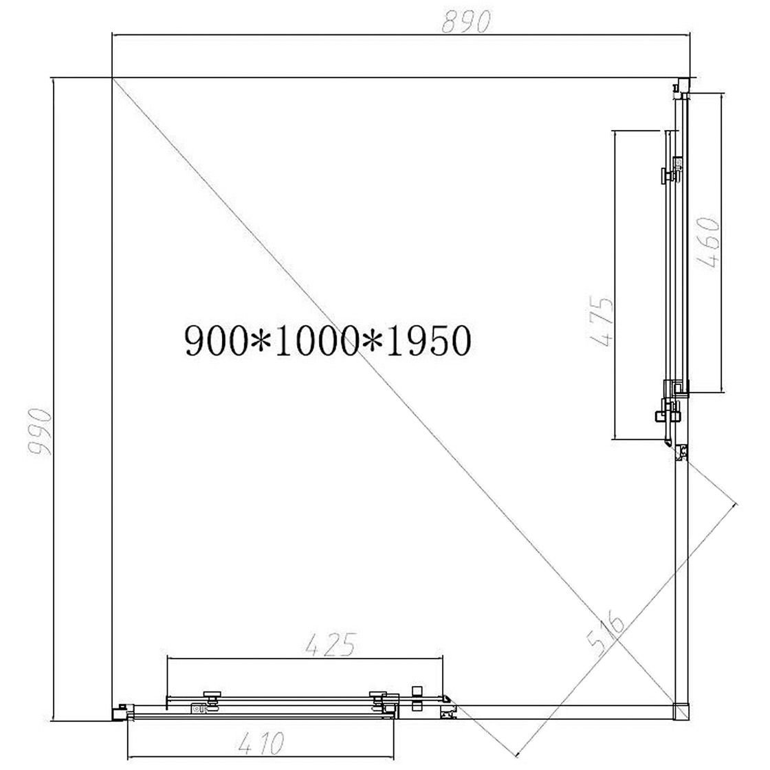 Душевой уголок Vincea (Винчея) Slim-N VSS-4SN9010CL, 1000х900 мм (габариты площадки) хром, стекло прозрачное