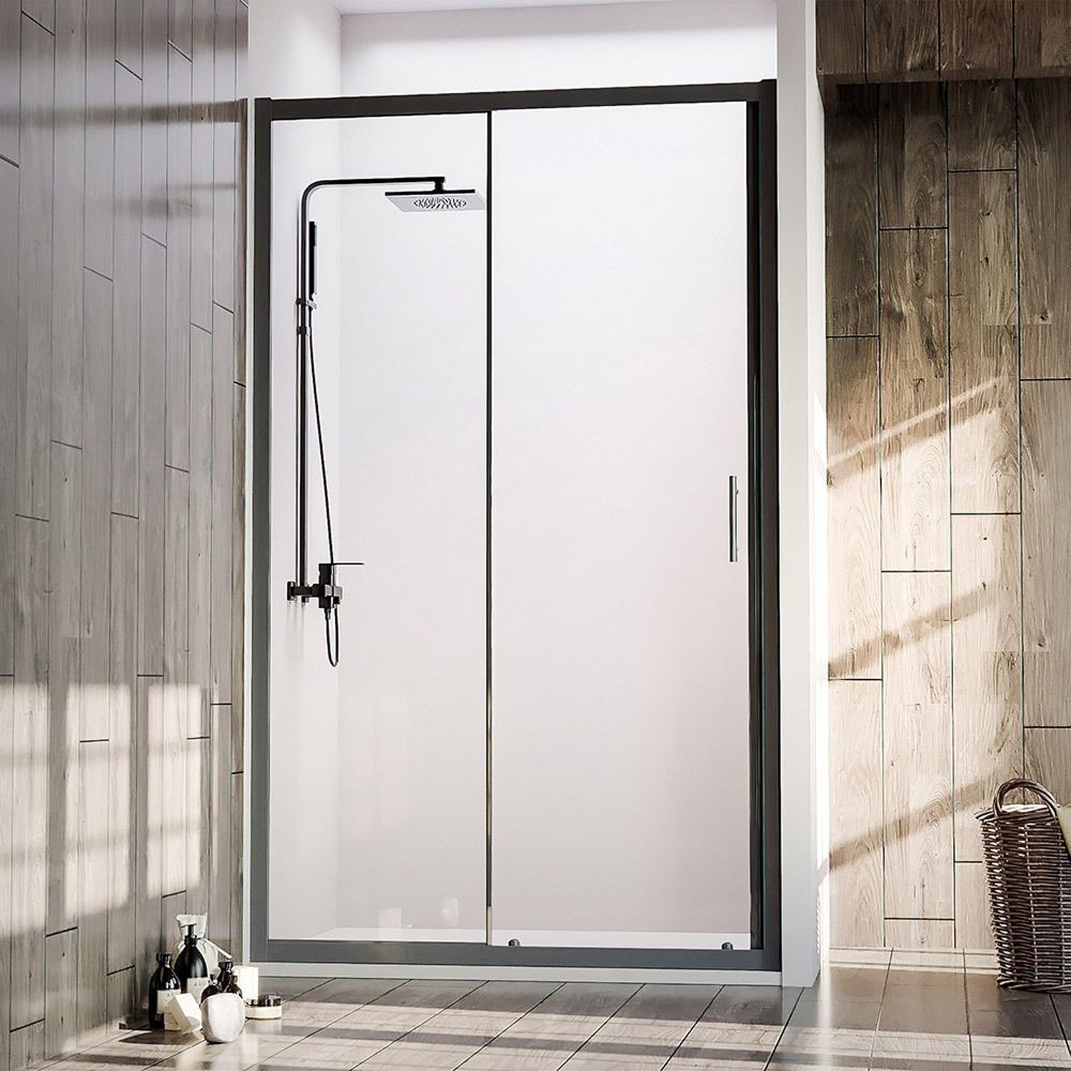 Душевая дверь Veconi (Векони) VN72B-110-01-C4 11000х1950 мм профиль черный, стекло прозрачное