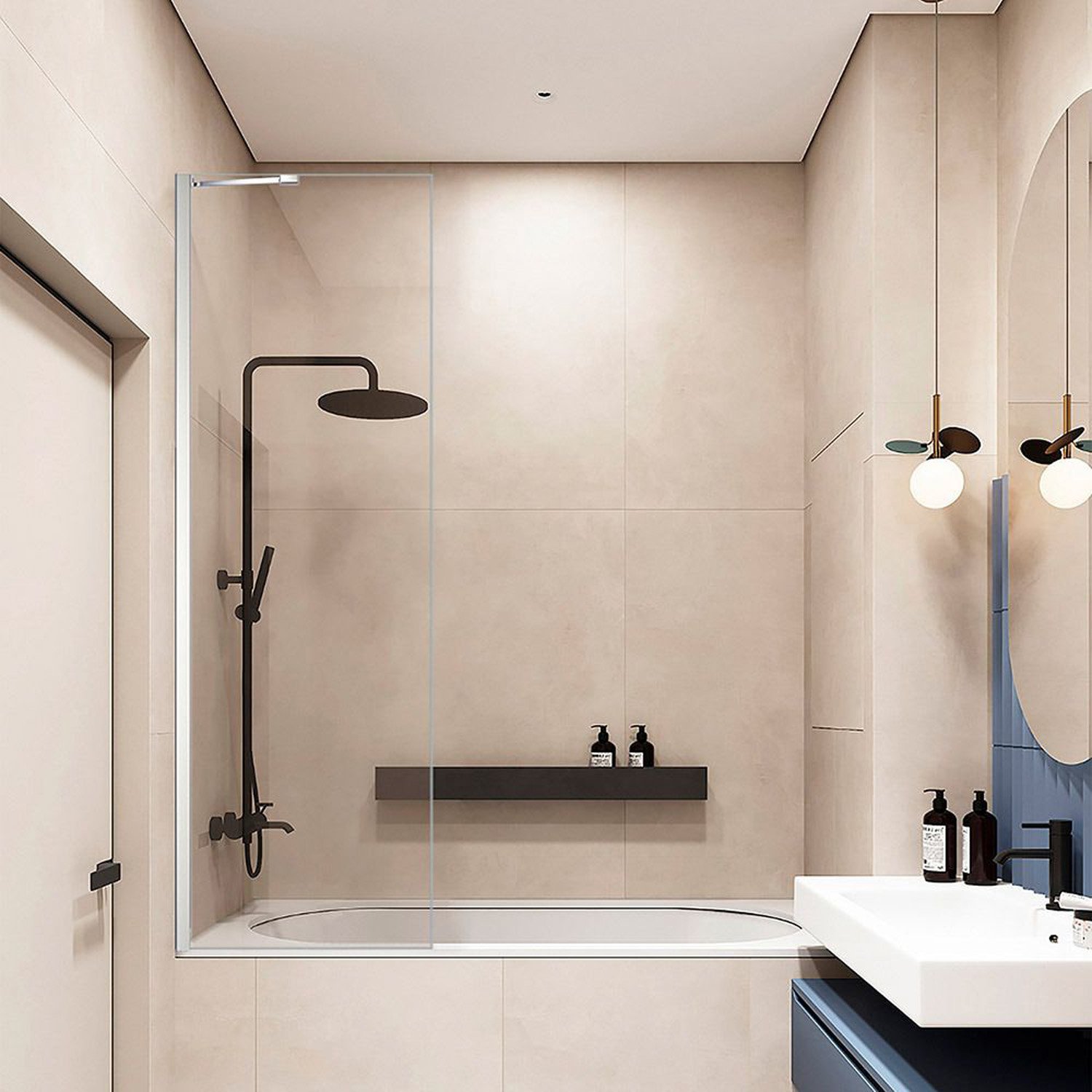 Душевая шторка Veconi (Векони) Palau PL85-90-01-C7 90х150 см профиль хром, стекло прозрачное