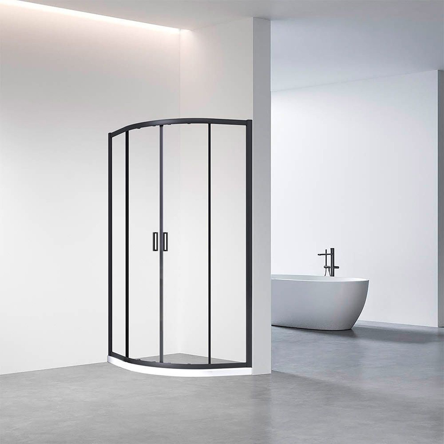 Душевой уголок Veconi (Векони) Rovigo RV01B-90-01-C7 90х195 см профиль черный, стекло прозрачное