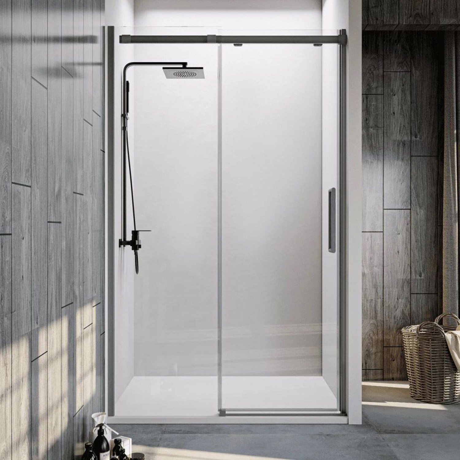 Душевая дверь Veconi (Векони) Vianno VN70GR-140-01-C4 1400х1950 мм стекло прозрачное 6 мм (брашированный графит)