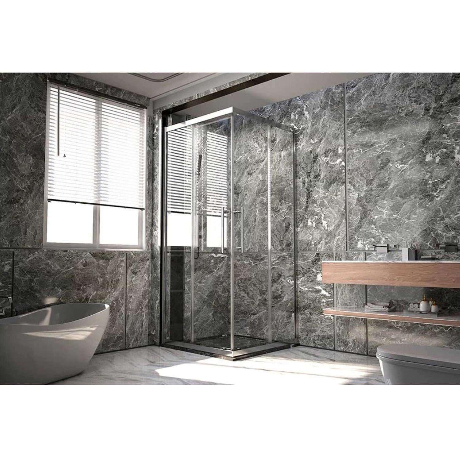 1/2 Душевого угла Veconi (Векони) Premium Trento PTC-20CH PTC20-CH-90-01-C4 900х2000 мм хром стекло прозрачное 8 мм