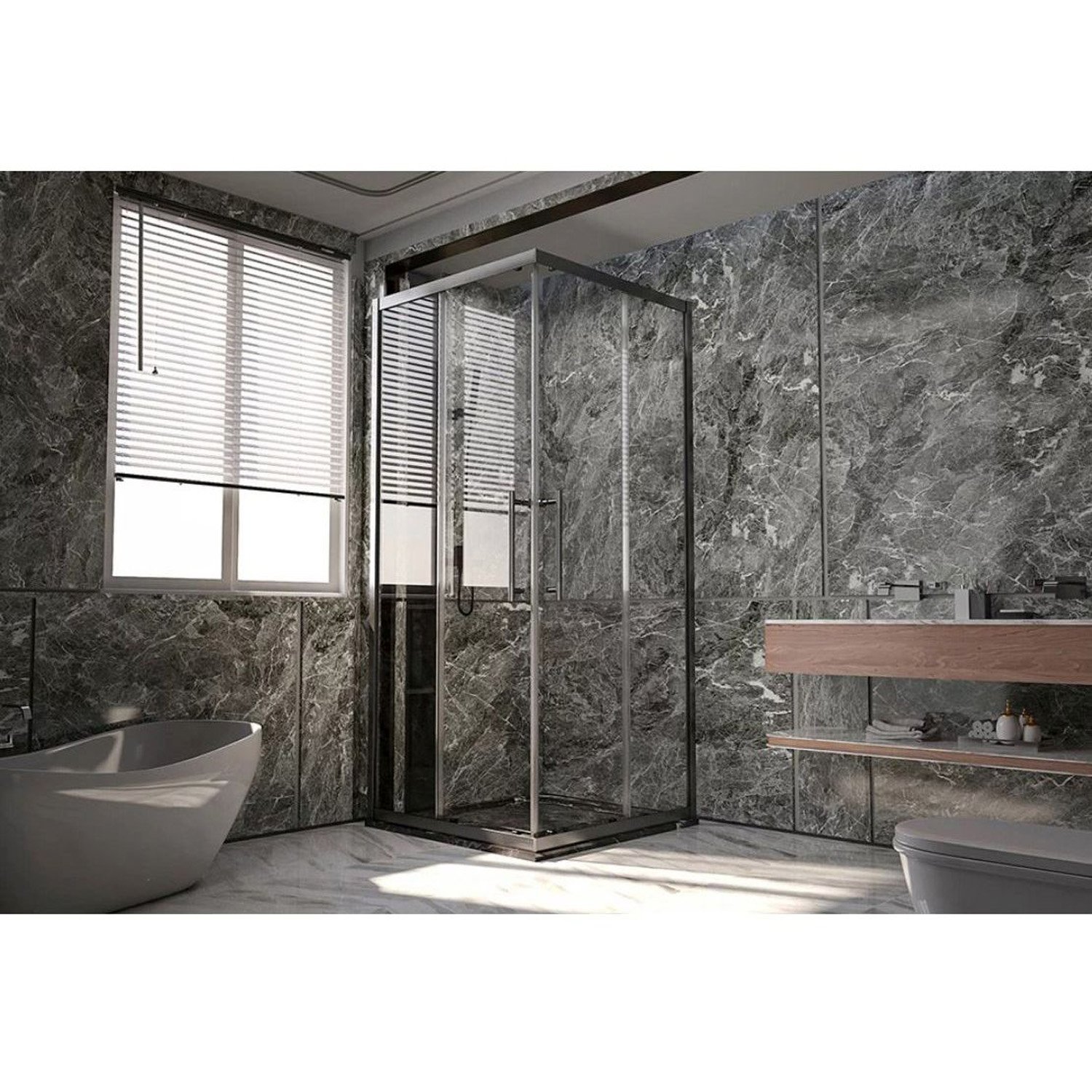 1/2 Душевого угла Veconi (Векони) Premium Trento PTC-20GR PTC20-GR-120-01-C4 1200х2000 мм графит браш. стекло прозрачное 8 мм