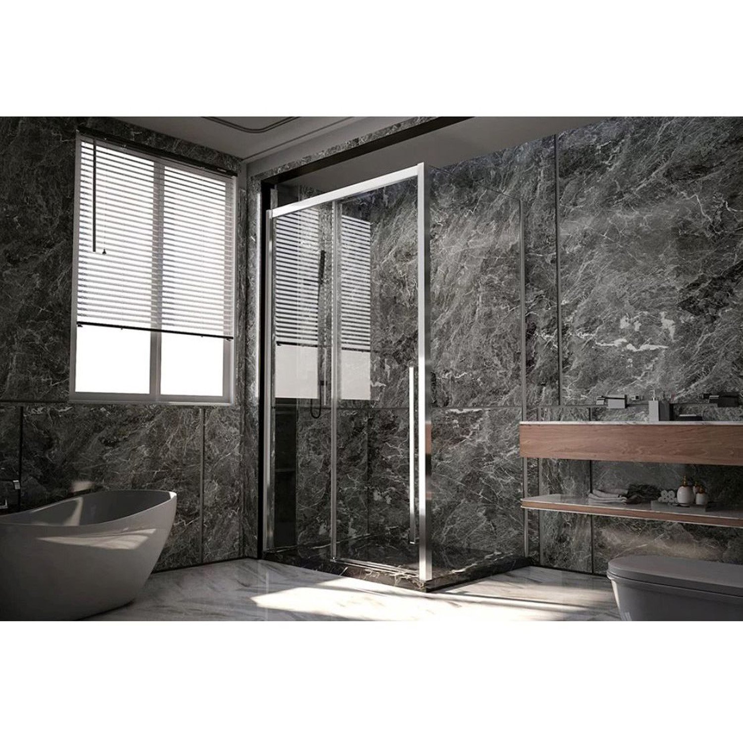 Боковая панель Veconi (Векони) Premium Trento SP-30CH SP30-CH-100-01-C4 Стекло прозрачное 1000х2000х8 мм хром