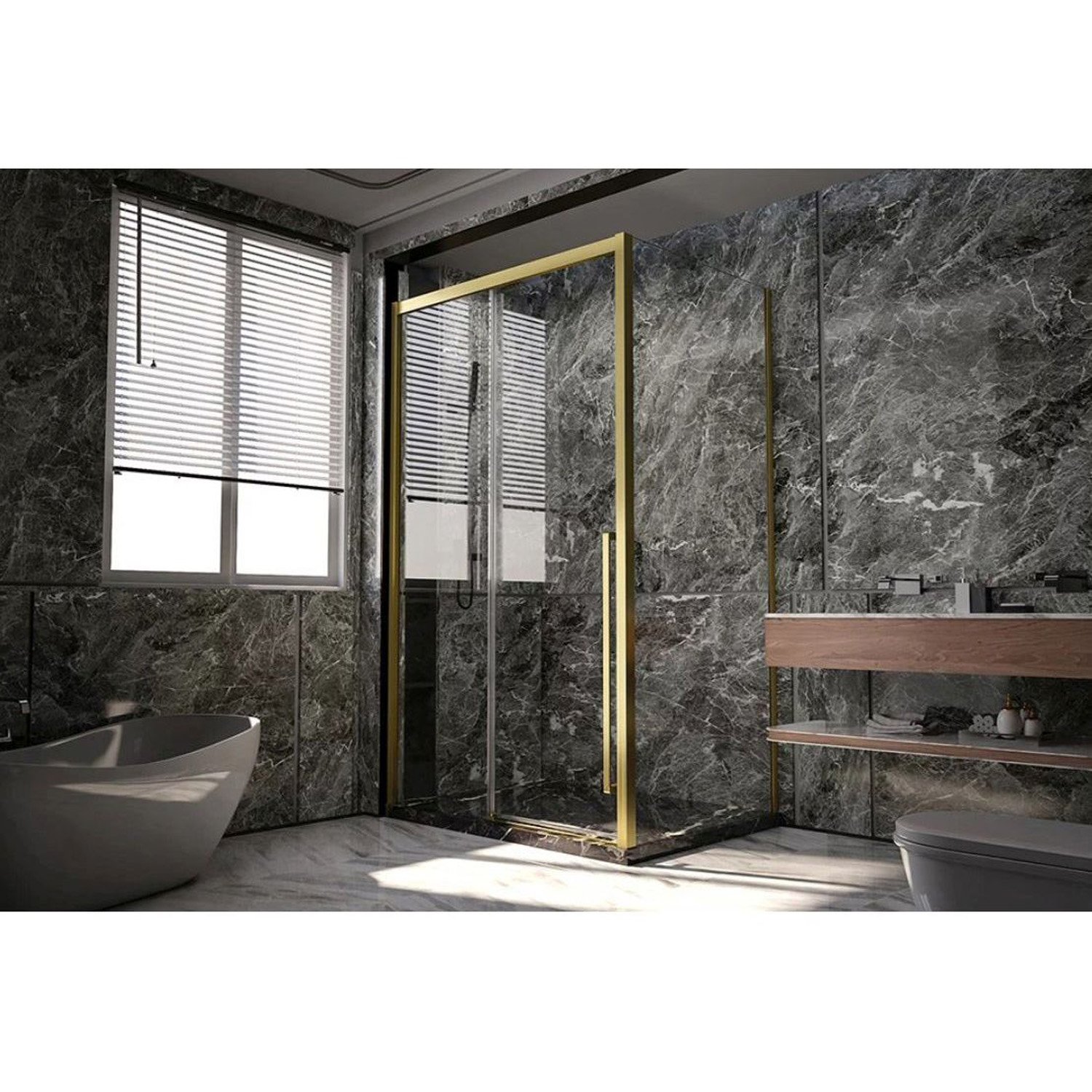 Боковая панель Veconi (Векони) Premium Trento SP-30G SP30-G-100-01-C4 Стекло прозрачное 1000х2000х8 мм золото браш