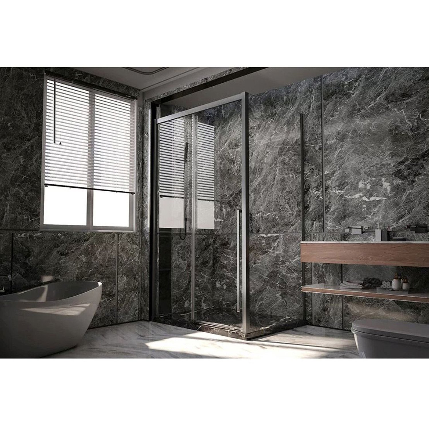 Боковая панель Veconi (Векони) Premium Trento SP-30GR SP30-GR-80-01-C4 Стекло прозрачное 800х2000х8 мм графит браш