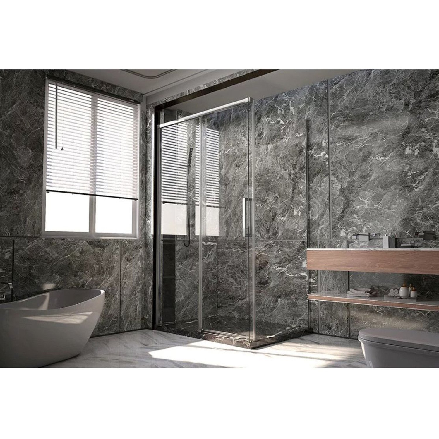 Боковая панель Veconi (Векони) Premium Trento SP-40CH SP40-CH-100-01-C4 Стекло прозрачное 1000х2000х8 мм хром