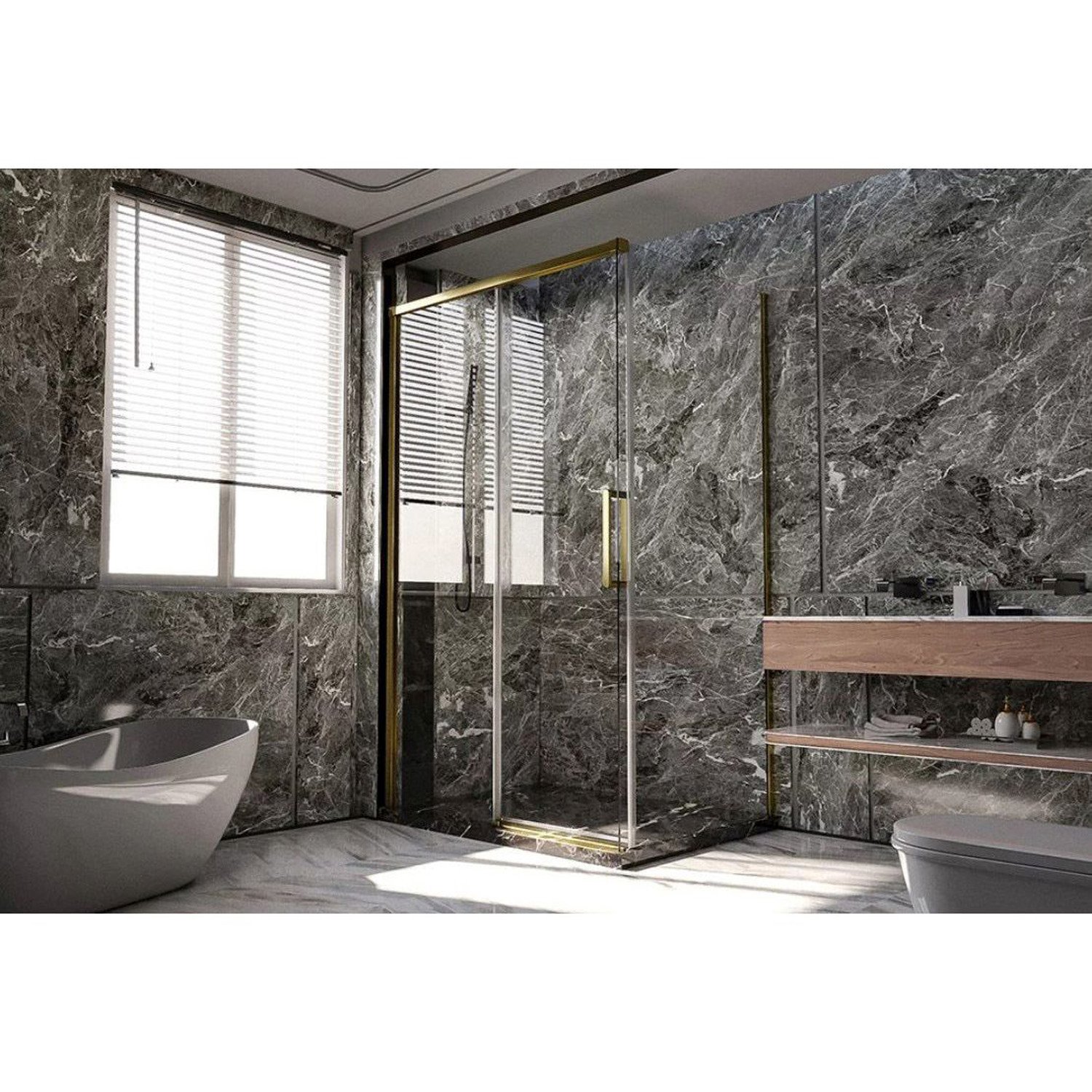 Боковая панель Veconi (Векони) Premium Trento SP-40G SP40-G-80-01-C4 Стекло прозрачное 800х2000х8 мм золото браш