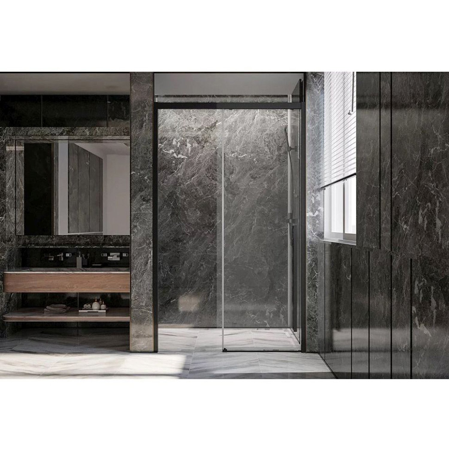 Душевая дверь Veconi (Векони) Premium Trento PTD-30B PTD30-B-120-01-C4 Стекло прозрачное 1200х2000х8 мм черный